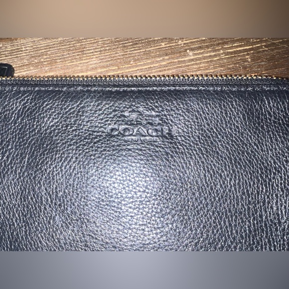 Coach F66505 Pebble Leather Double Corners Zip Wristlet Black - Picture 3 of 7